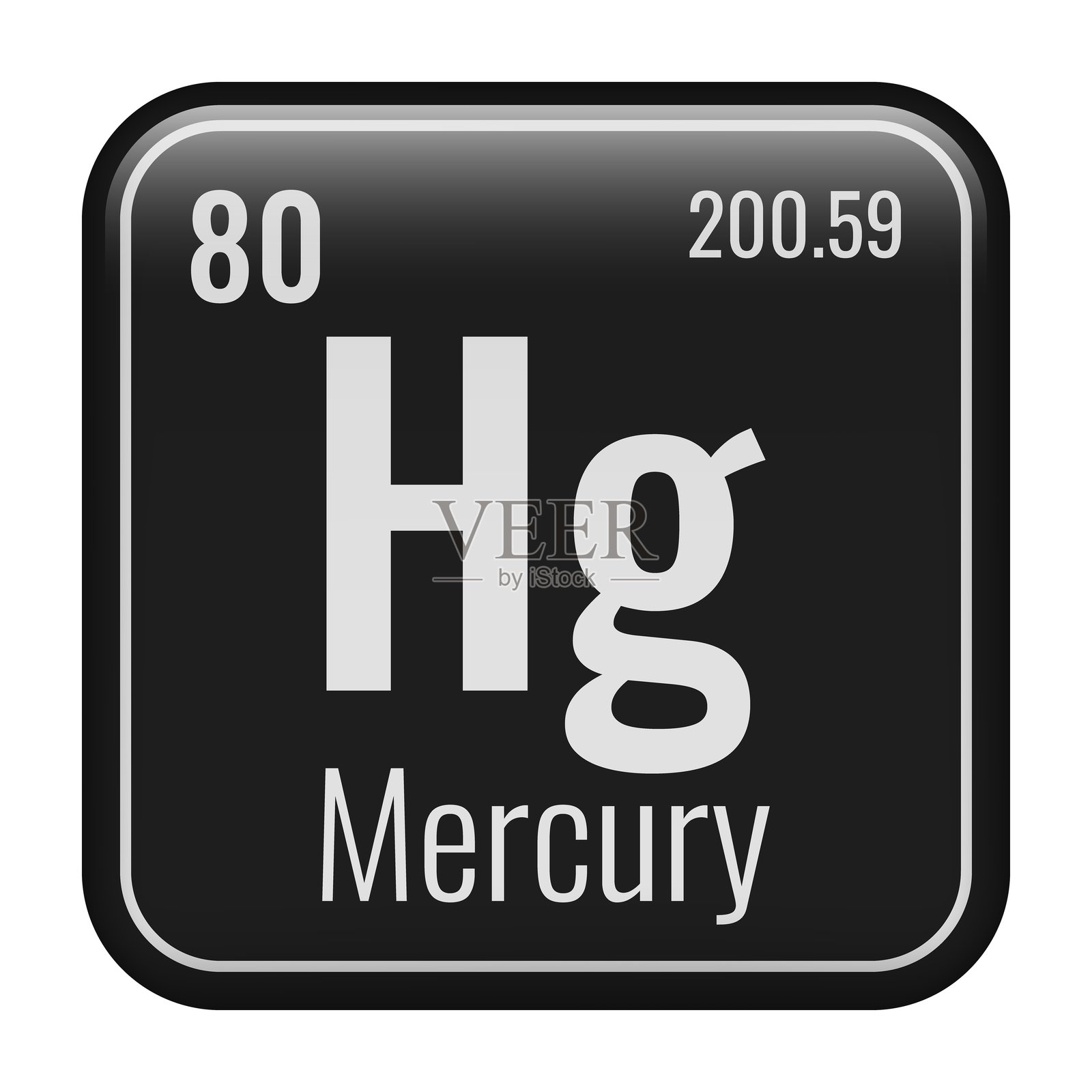 水星象征。元素周期表中的化学元素。矢量插图隔离在白色背景上。玻璃的迹象。插画图片素材