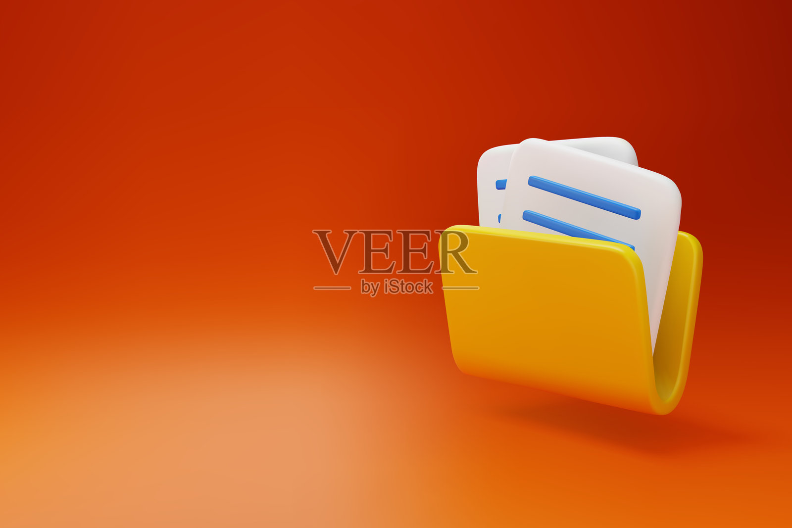 3d文件夹与纸质文件。向量插画图片素材