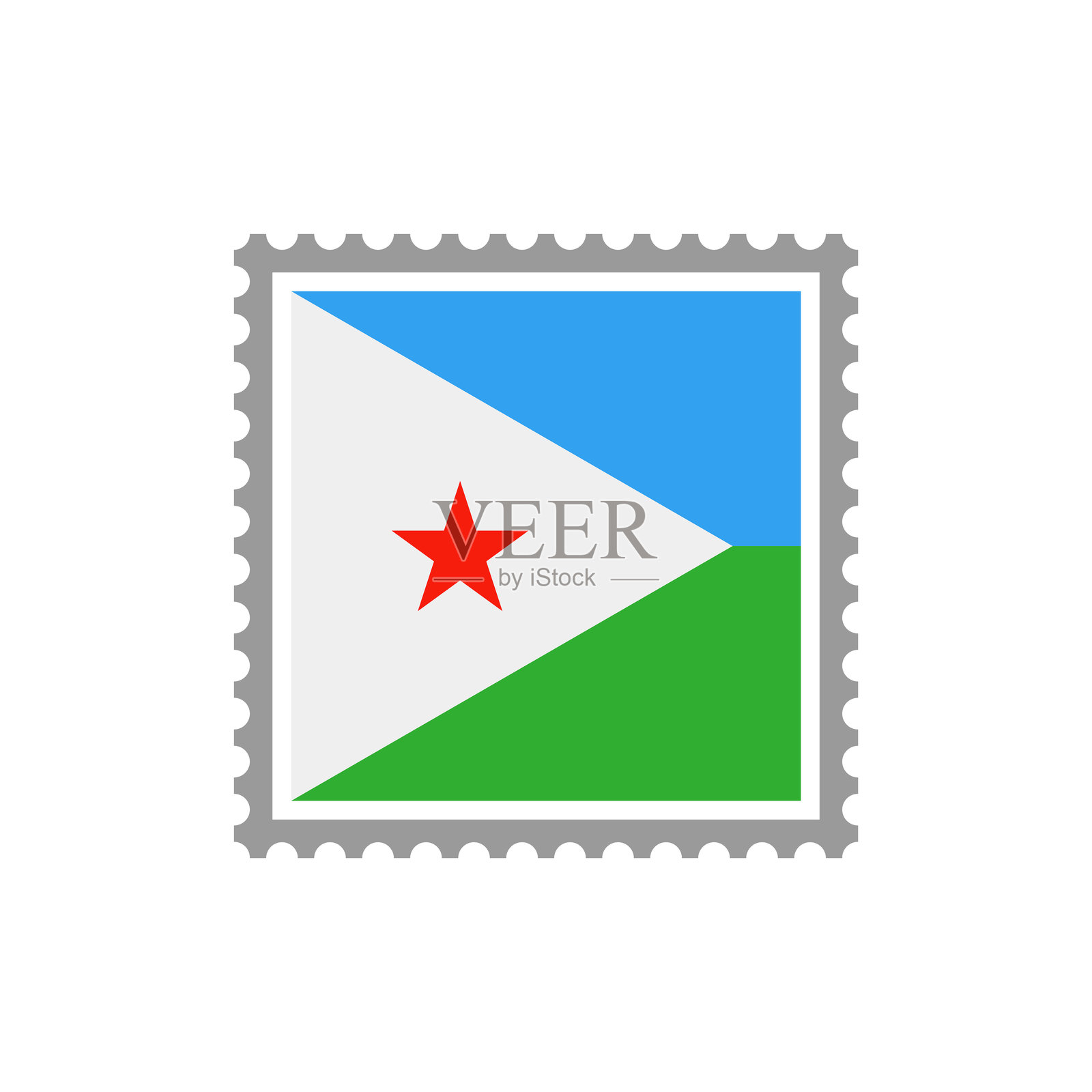 吉布提-国旗邮票平面图标。插画图片素材