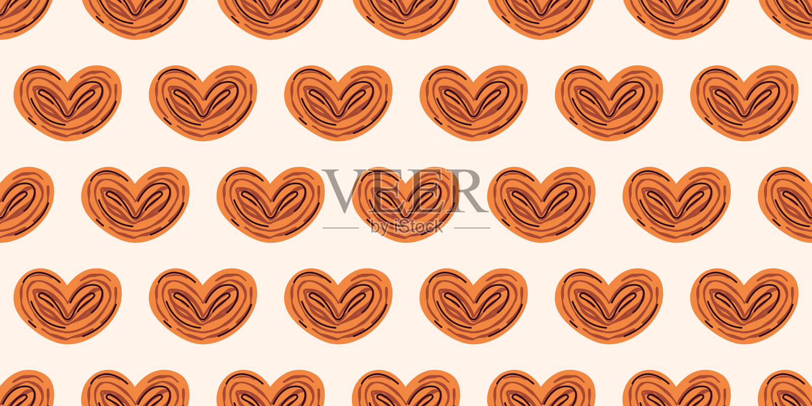 一个舒适的秋天图案棕色棕榈饼干在白色的背景。甜的饼干。秋日无缝花纹。感恩节。甜的食物。一年一度的丰收节。插画图片素材