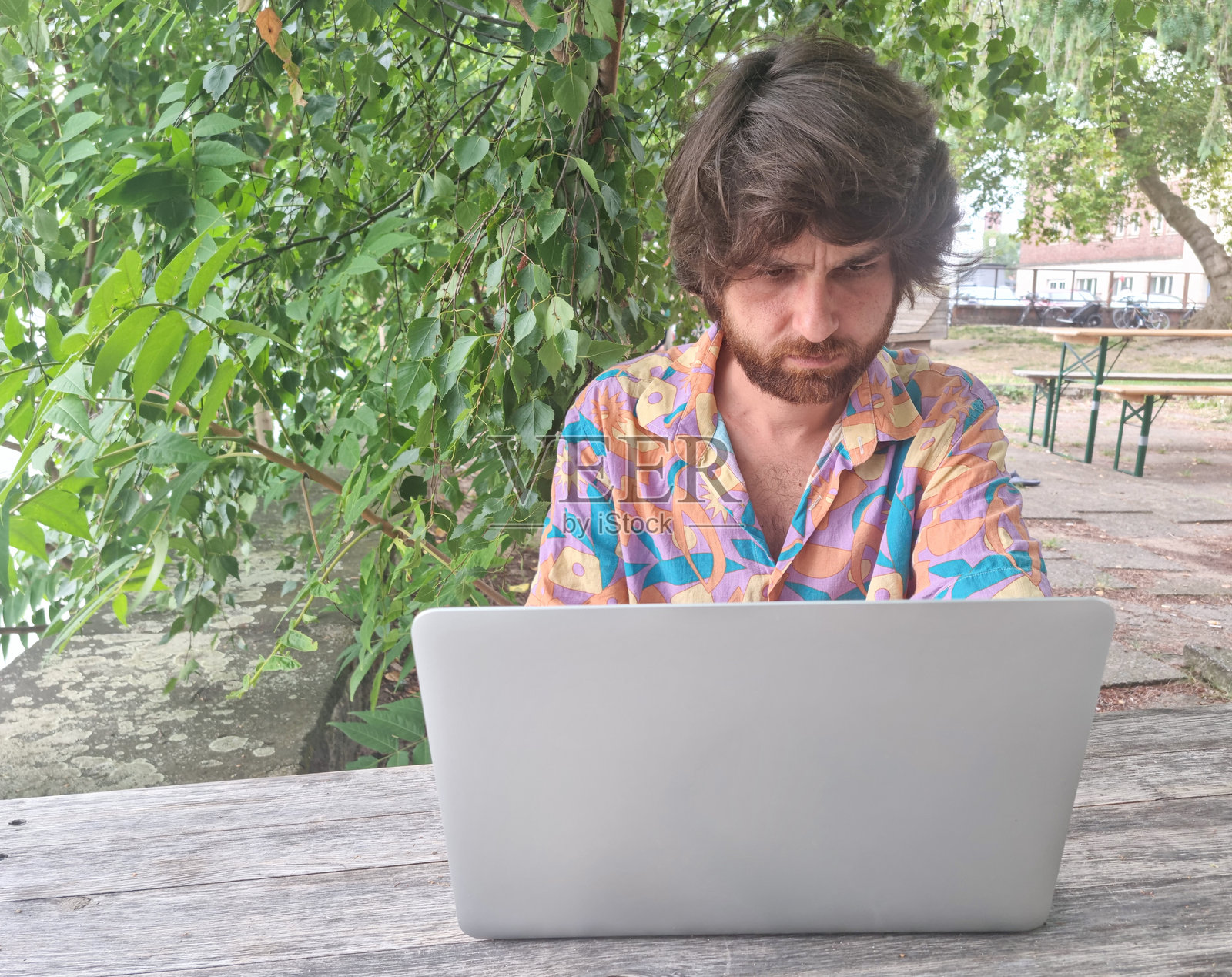 人类在大自然中使用笔记本电脑照片摄影图片