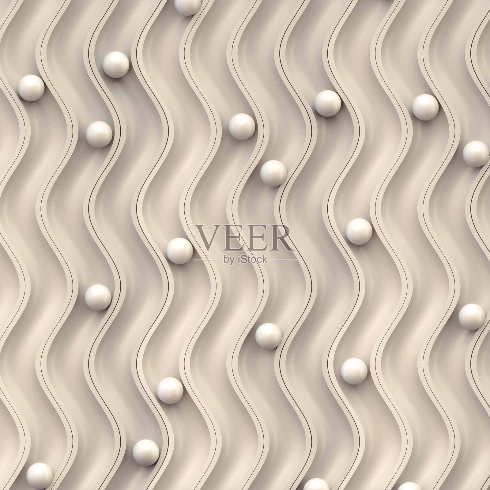 白球设置在有缠绕槽的表面上。三维渲染图照片摄影图片