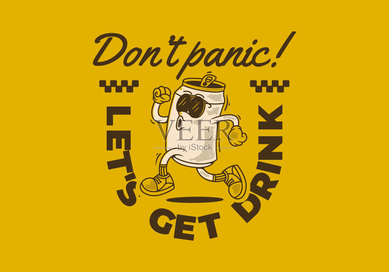 别慌，我们去喝酒吧。能喝跑步姿势的吉祥物形象设计插画图片素材