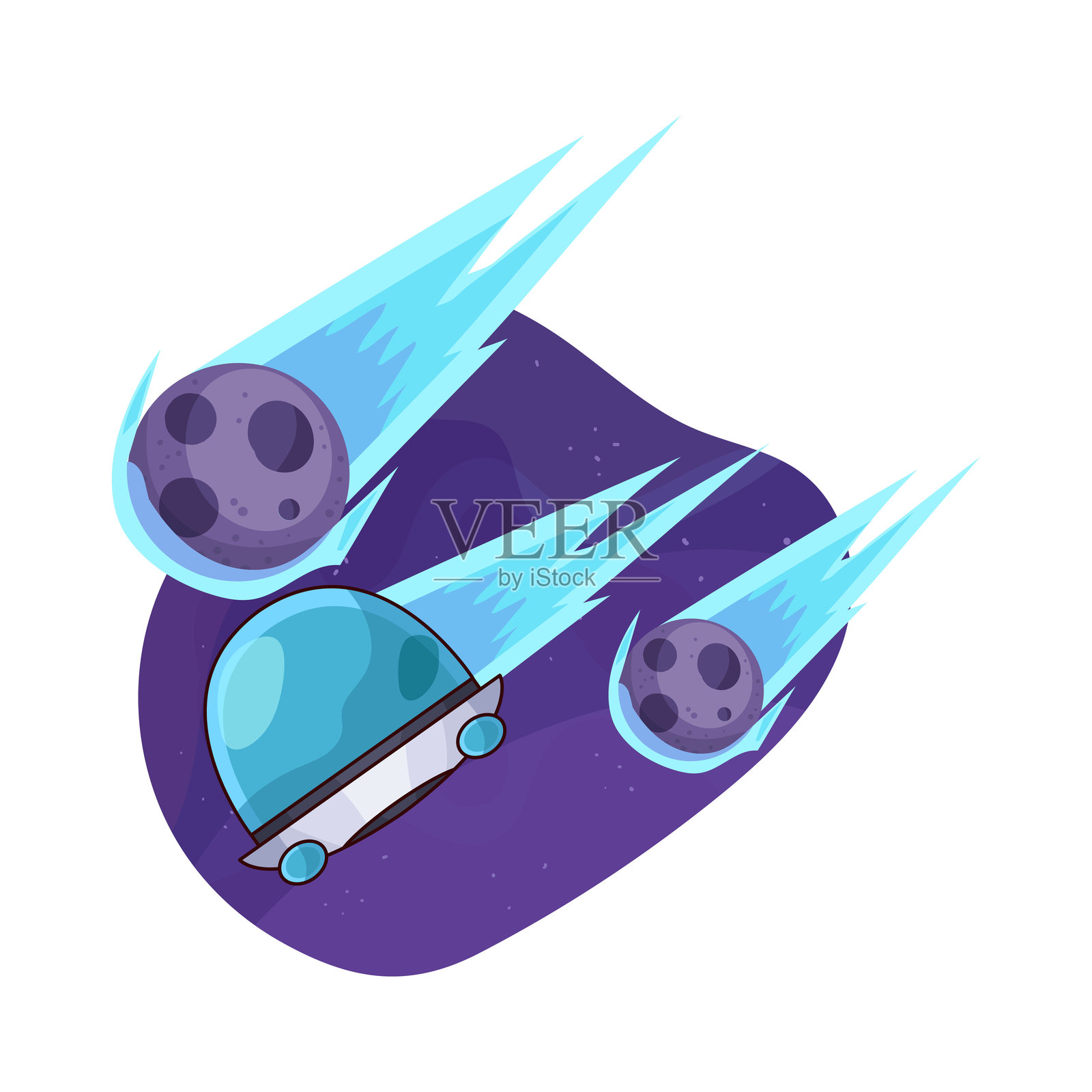 不明飞行物与流星插画图片素材