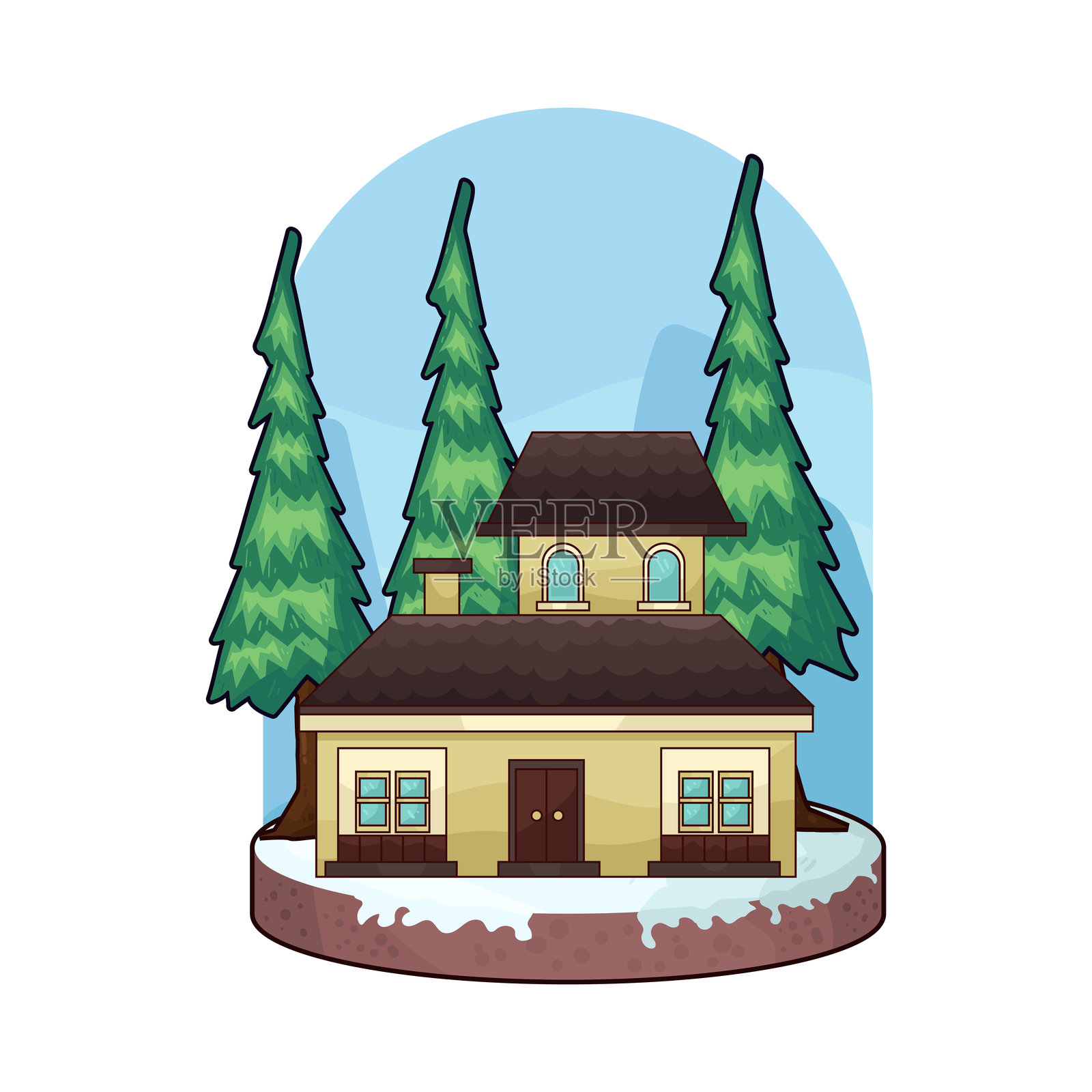 冬天的房子插画图片素材