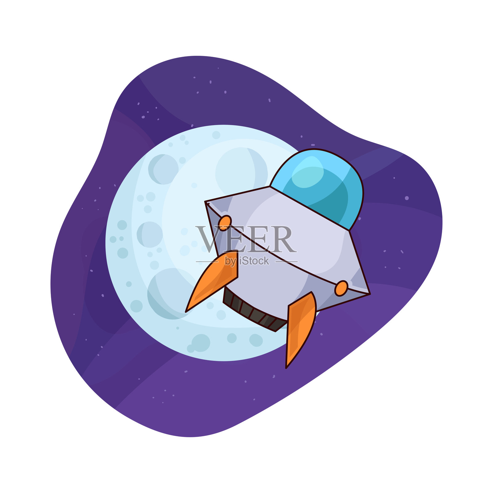 月球不明飞行物插画图片素材