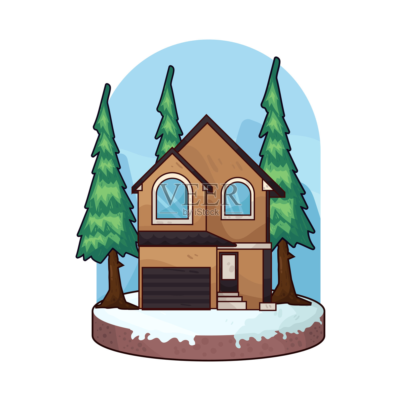 冬天的房子插画图片素材