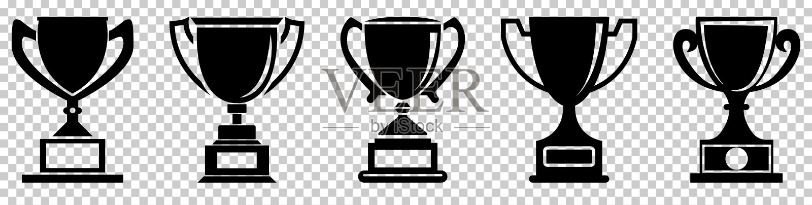 一套奖杯图案插画图片素材