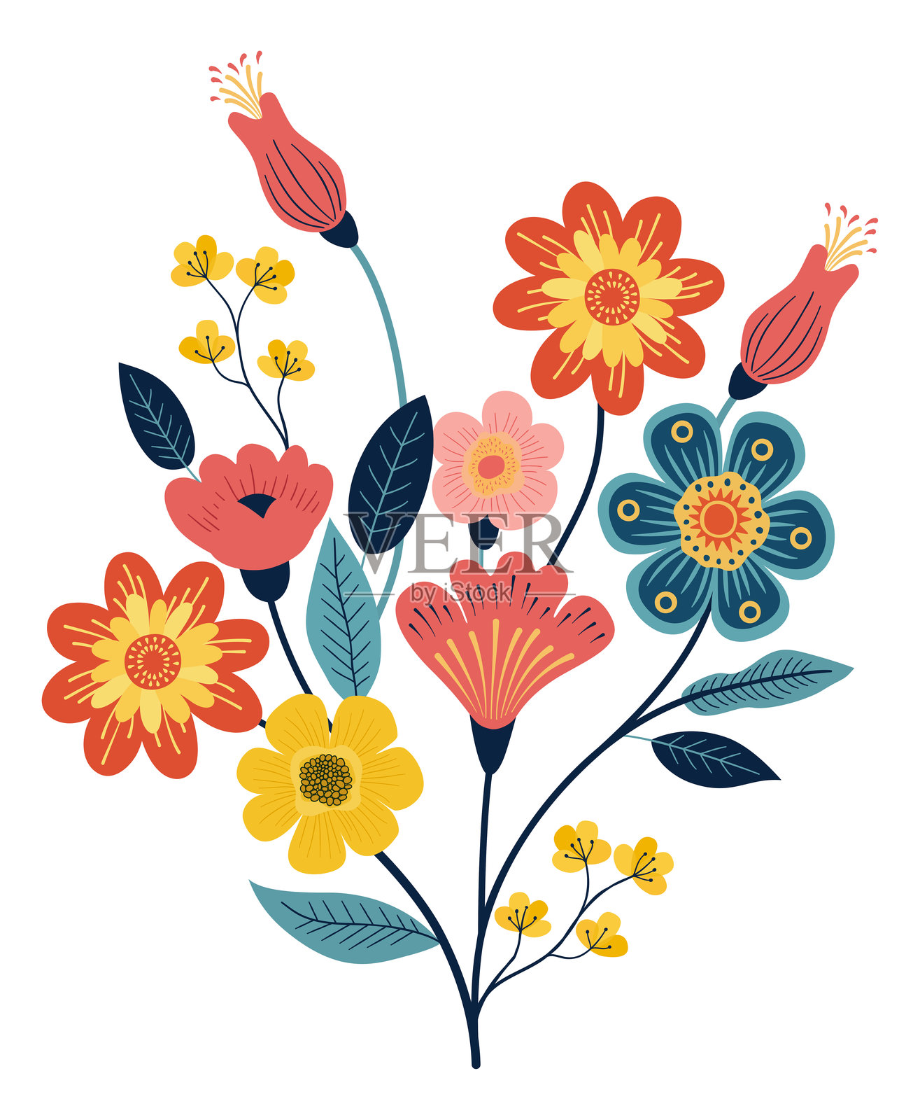 花卉花卉图案野花绘图插画图片素材