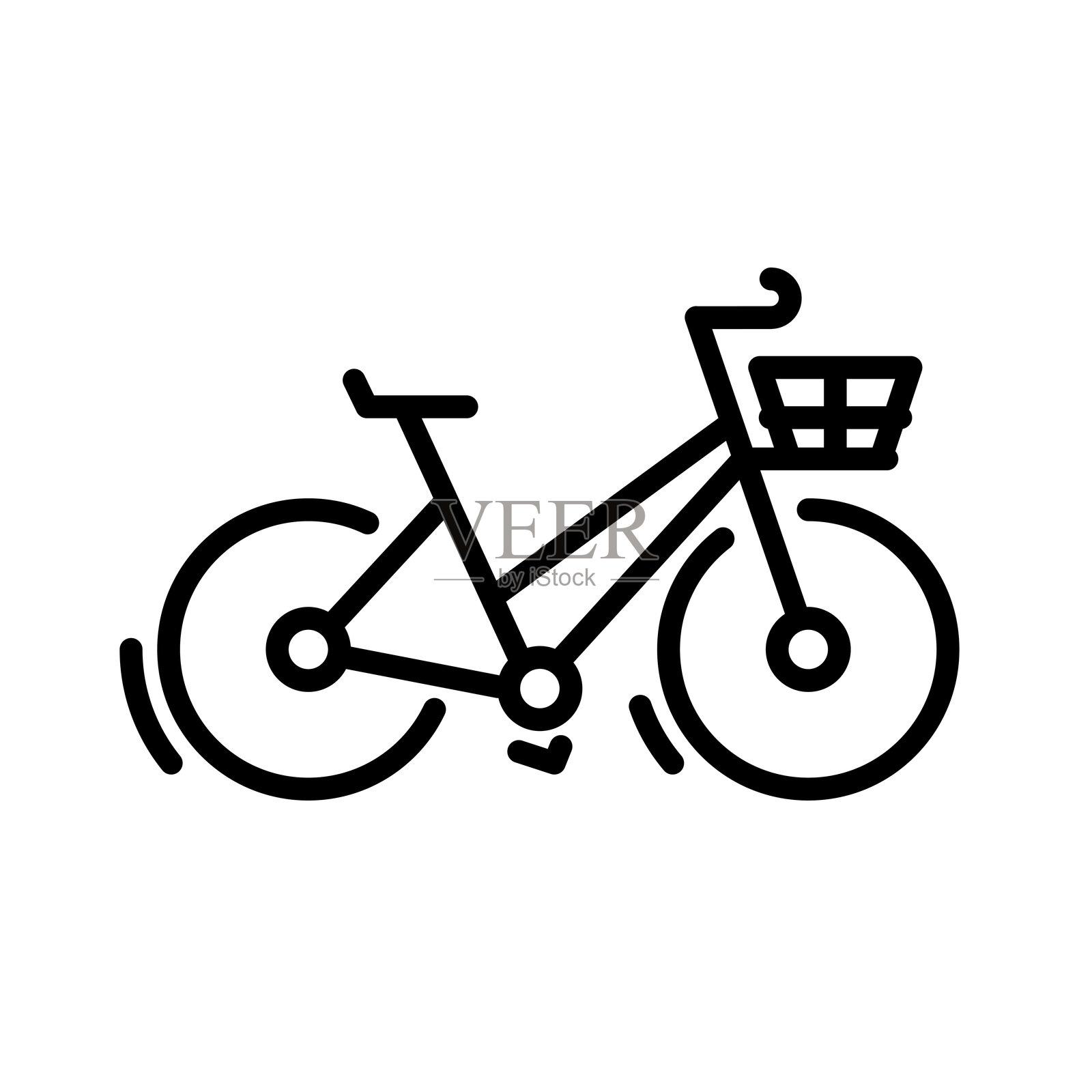 城市自行车与篮子图标。向量的自行车。户外运动标志。自行车标识，标识。插画图片素材