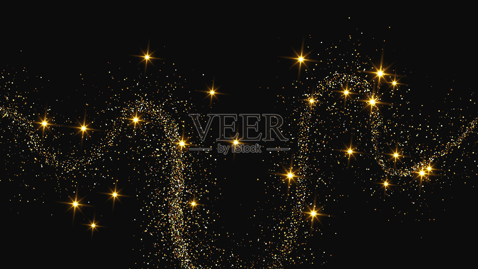 金光闪闪的纸屑波和星尘插画图片素材