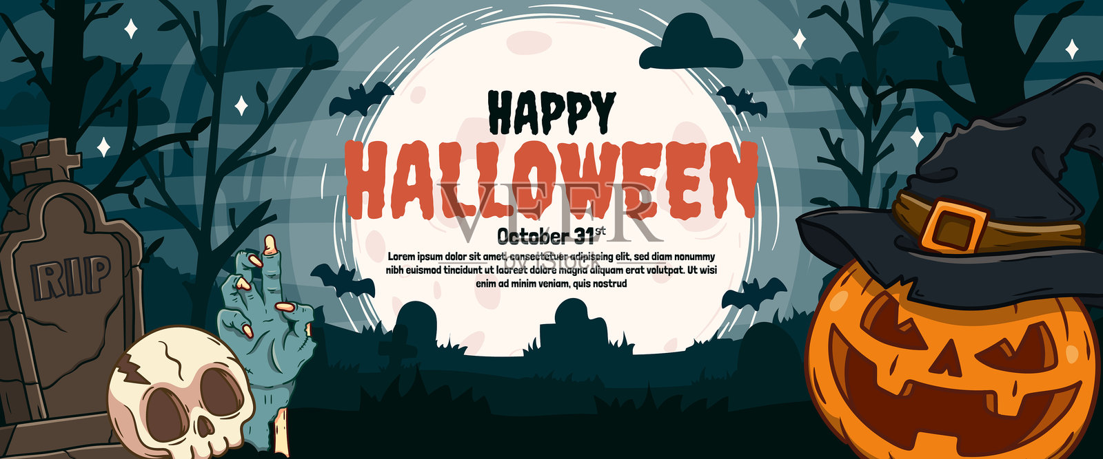 万圣节背景与幽灵万圣节元素插画图片素材