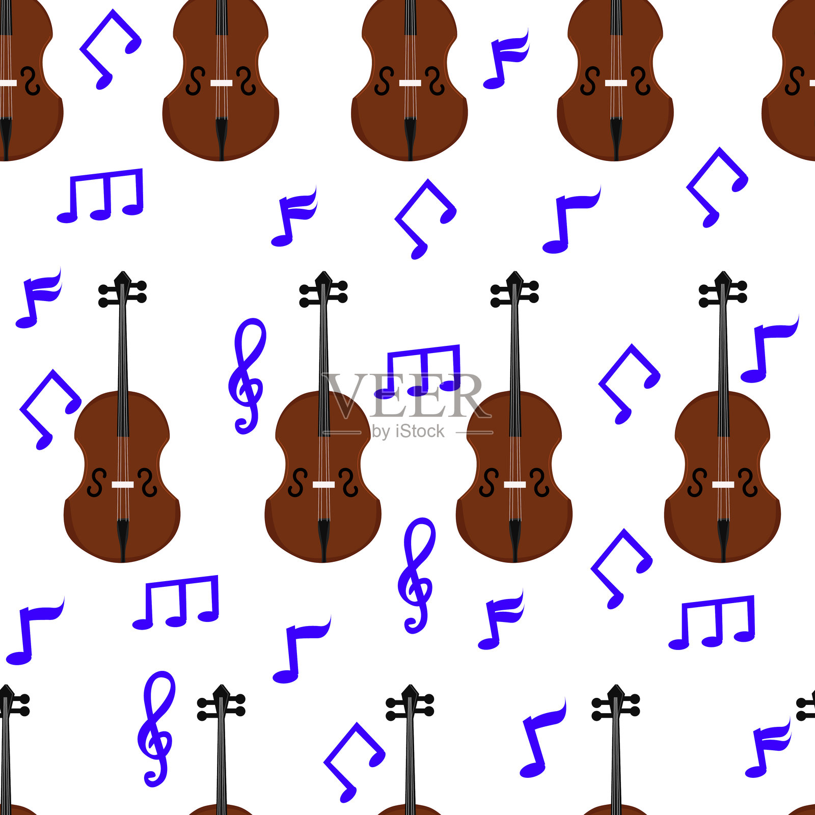 大提琴吉他无缝花纹插画图片素材