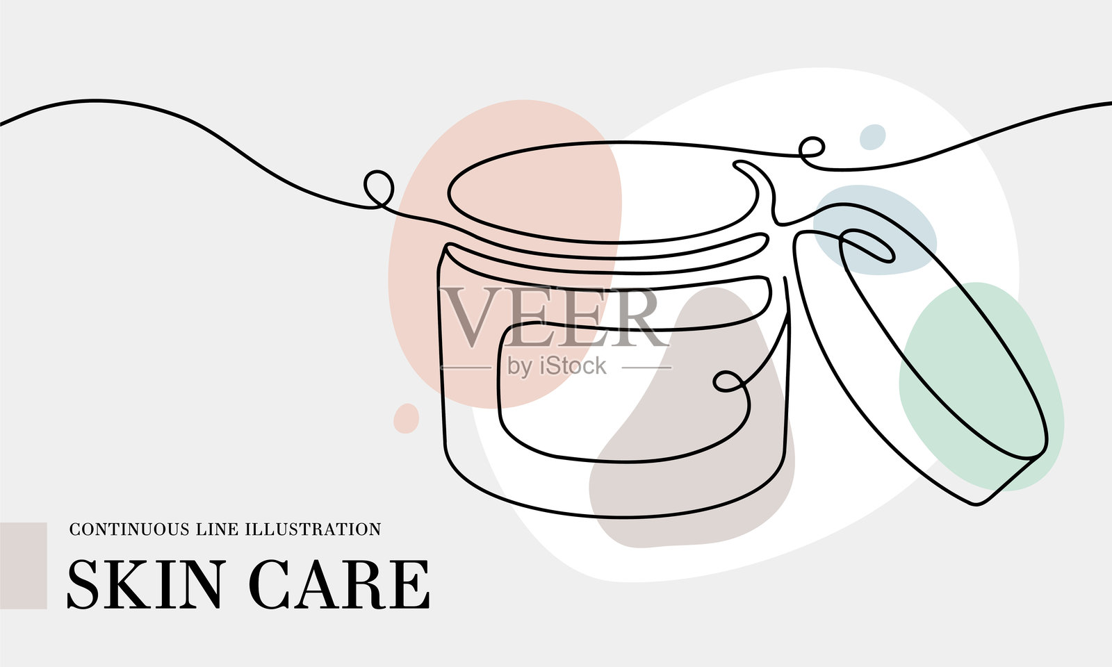 皮肤护理连续线条绘制与颜色形状插画图片素材