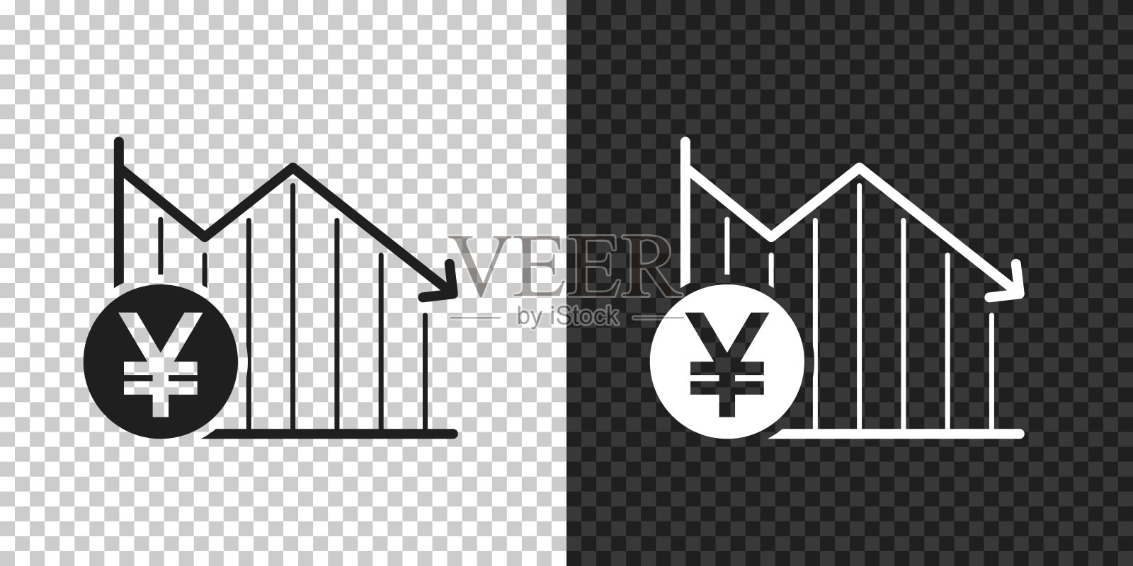 日元硬币下降图表设计图标插画图片素材