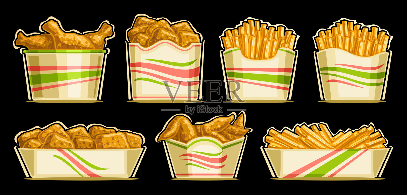 矢量快餐套装插画图片素材