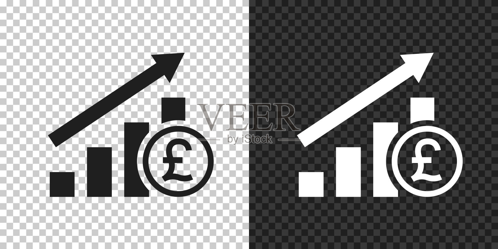 英镑汇率上升图表。空白背景上的设计图标插画图片素材