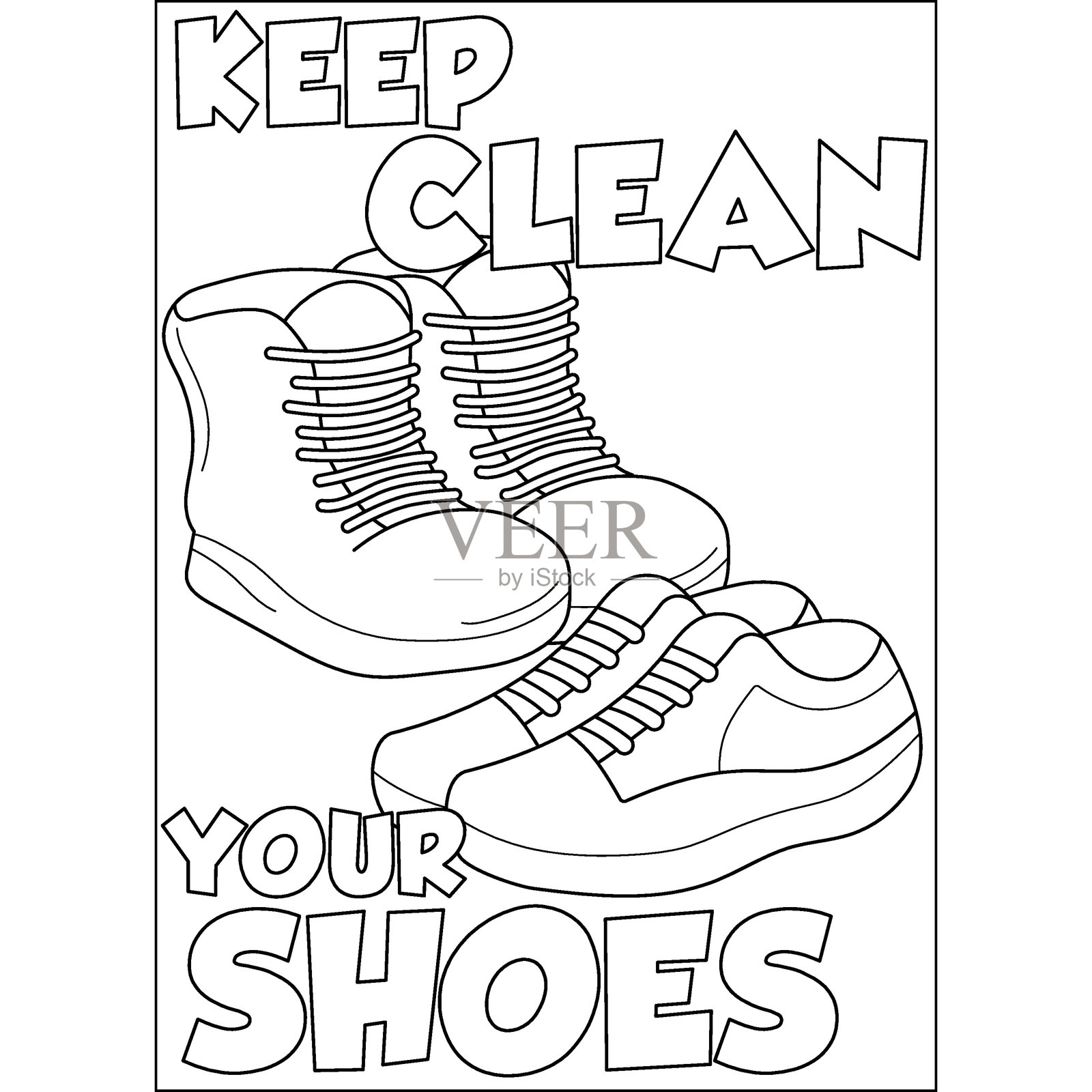 鞋子个人卫生涂色书页插画图片素材