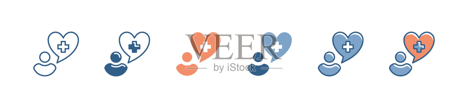 人与心泡泡慈善支持图标集客户医疗服务符号矢量插图插画图片素材