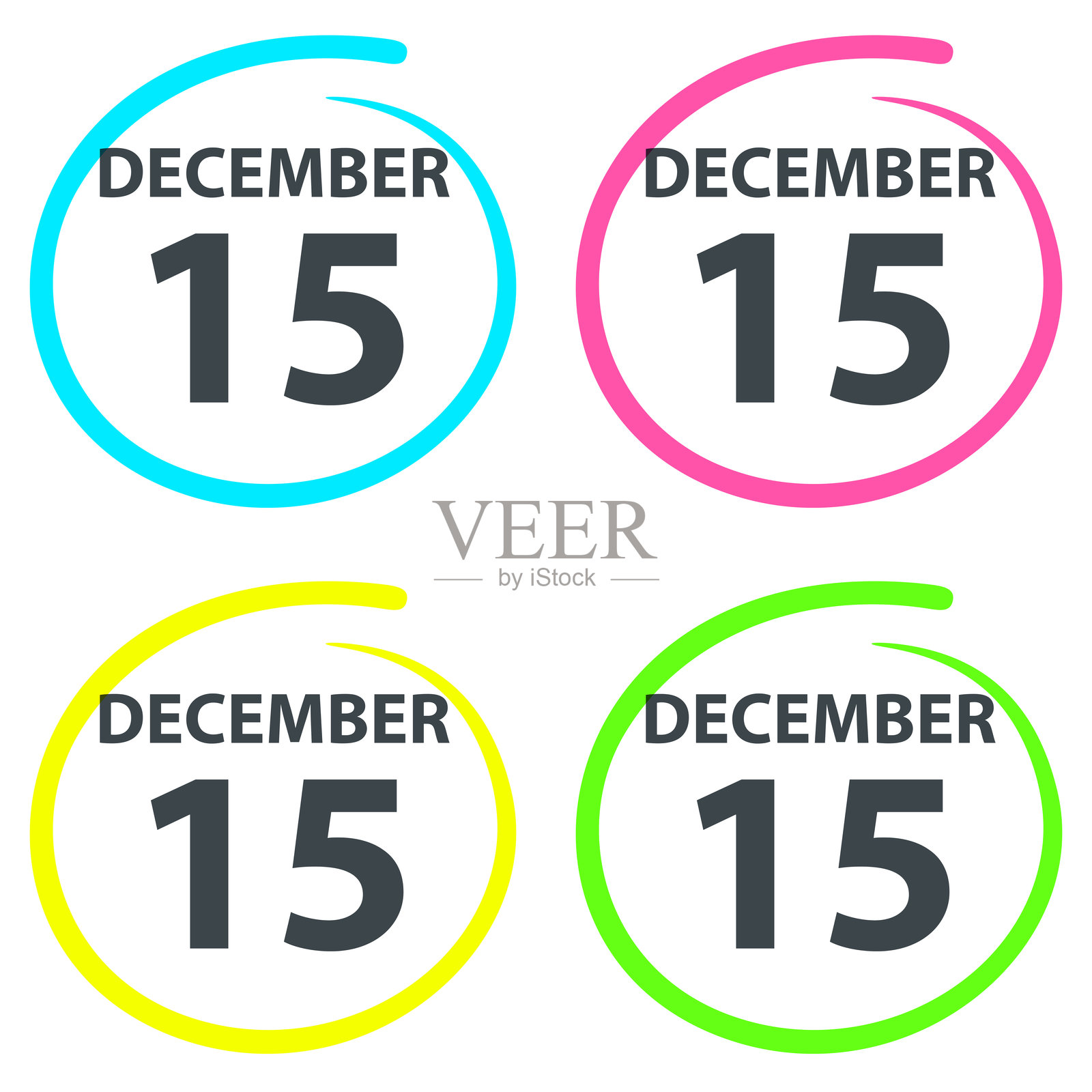 12月15日——日期在白色背景上圈出高亮部分插画图片素材