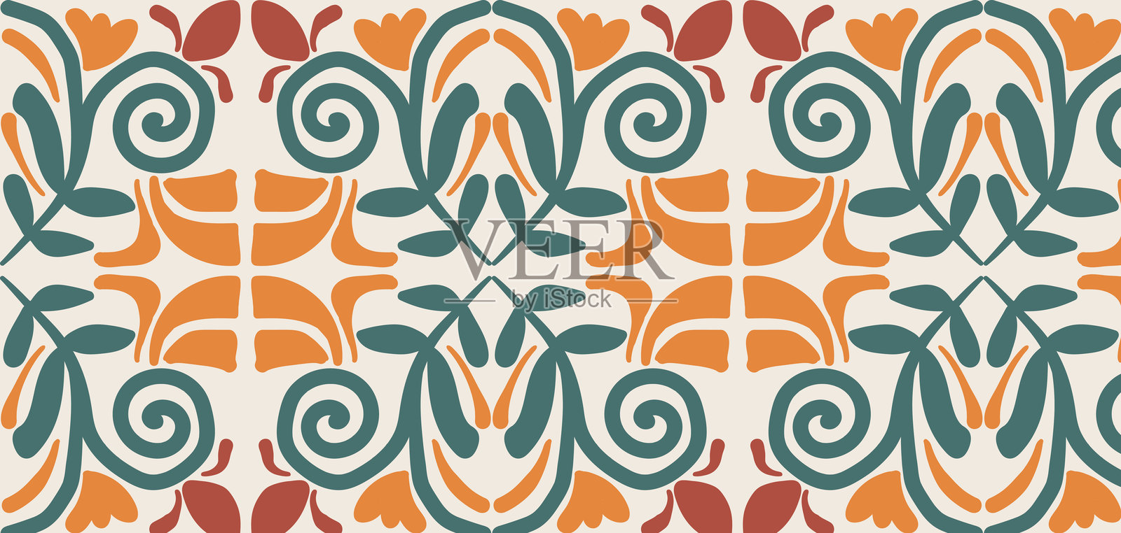 女性花与花卉无缝图案。柔和的波西米亚背景在极简主义。适用于展示、背景、壁纸、纺织品、时装等插画图片素材