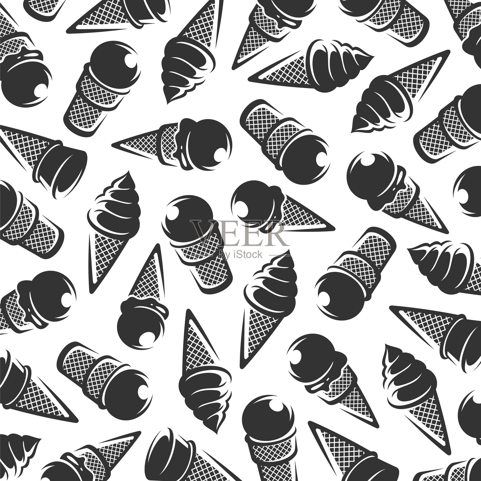 背景冰淇淋集。收藏图标冰淇淋。向量插画图片素材