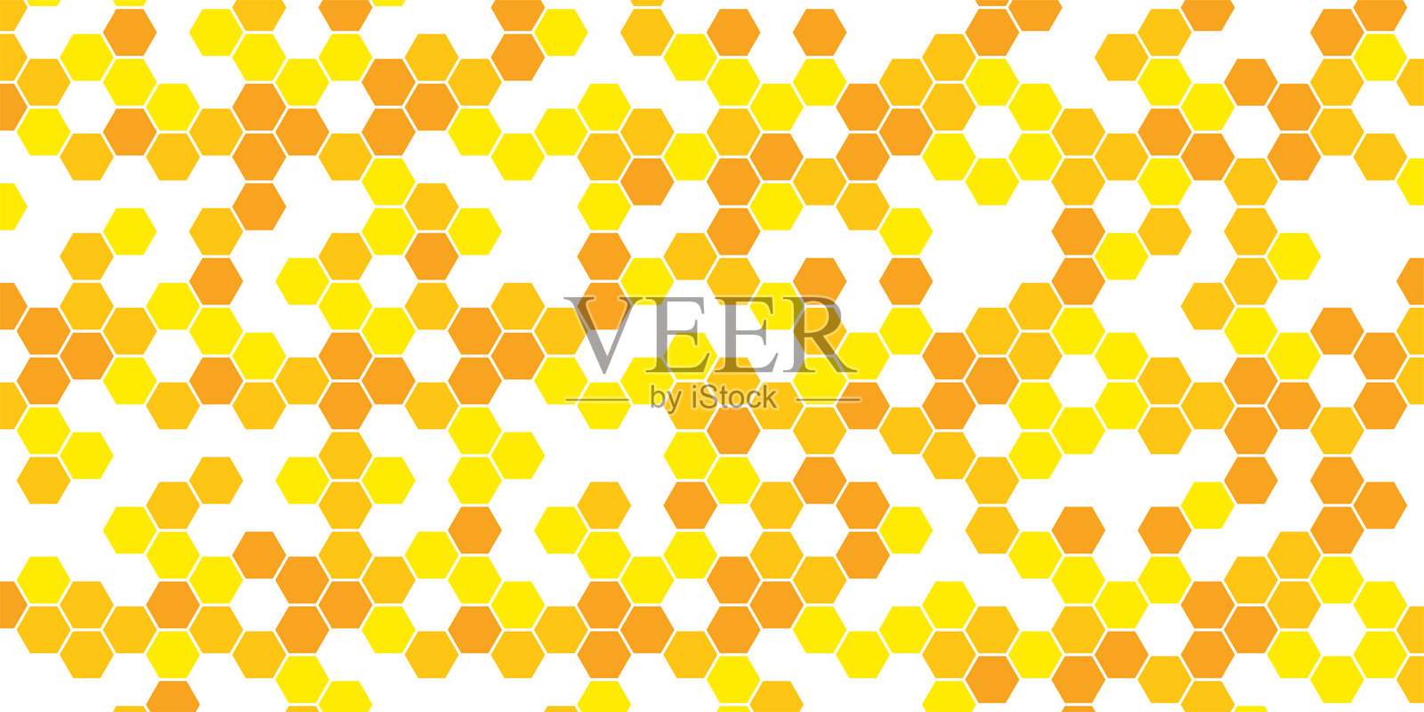 蜜蜂蜂窝横幅模板与黄色和橙色六边形细胞。矢量蜂蜜纹理背景插画图片素材