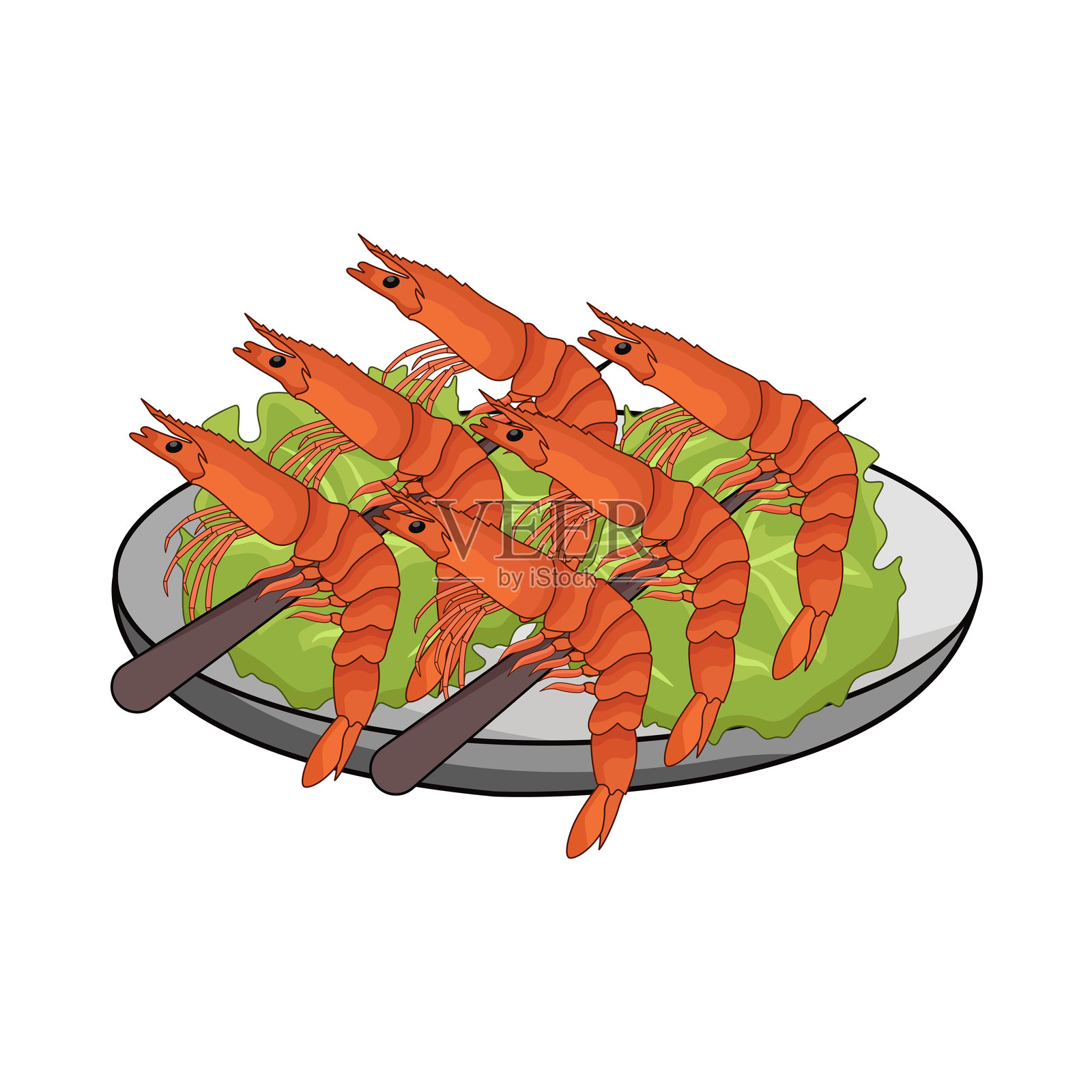 烤虾插画图片素材