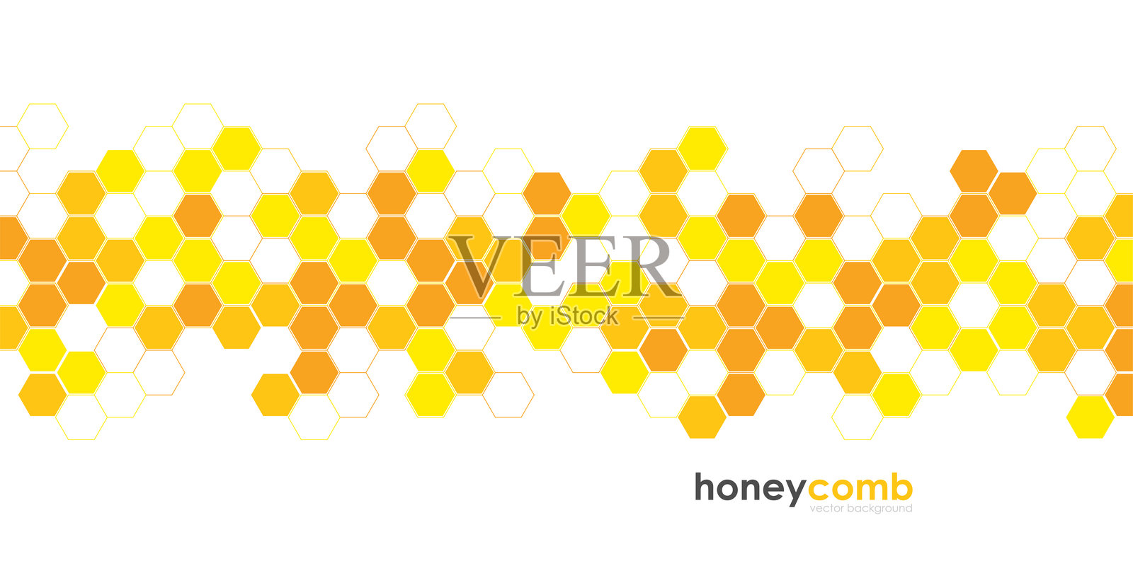 蜜蜂蜂窝横幅模板与黄色和橙色六边形细胞。矢量蜂蜜纹理背景插画图片素材