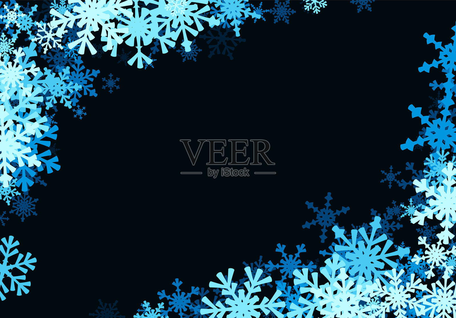 圣诞背景与飘落的雪花。寒假背景或框架与图案分层雪。插画图片素材