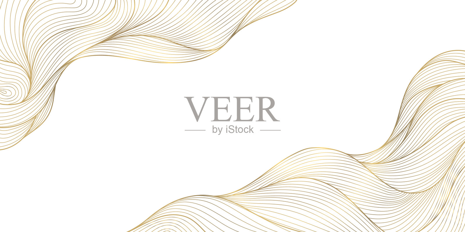 矢量线波浪艺术图案，金色抽象奢华背景，溢价设计。Artdeco插图，图形模板。插画图片素材