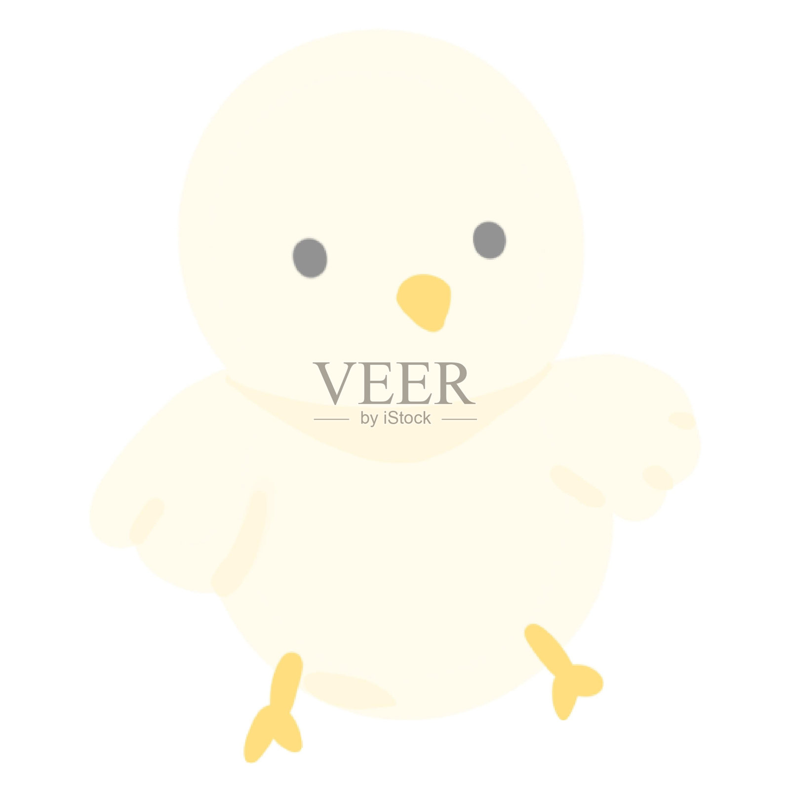 透明背景上的卡通白色小鸡插画图片素材