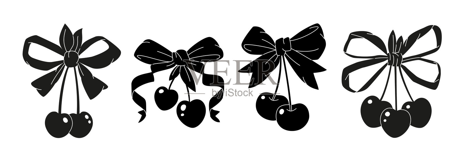 Y2k bw蝴蝶结妖艳设计集插画图片素材