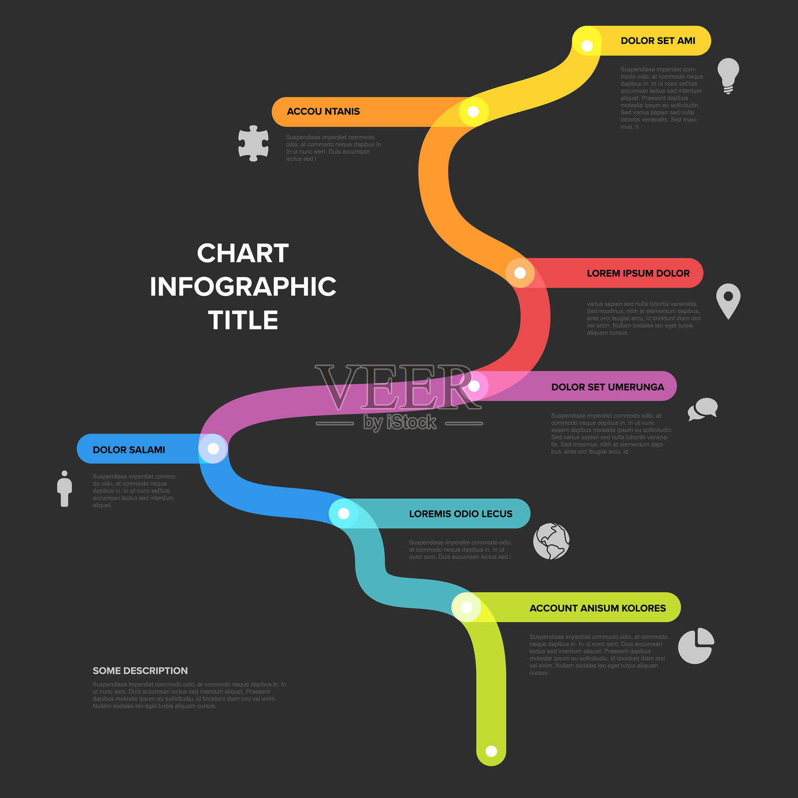 粗线暗图模式信息图表时间线模板插画图片素材