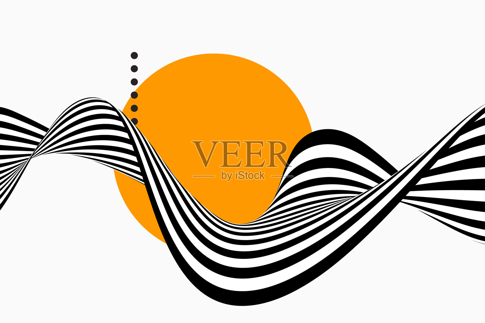 抽象波浪波浪背景，黑白波浪条纹和线条。插画图片素材