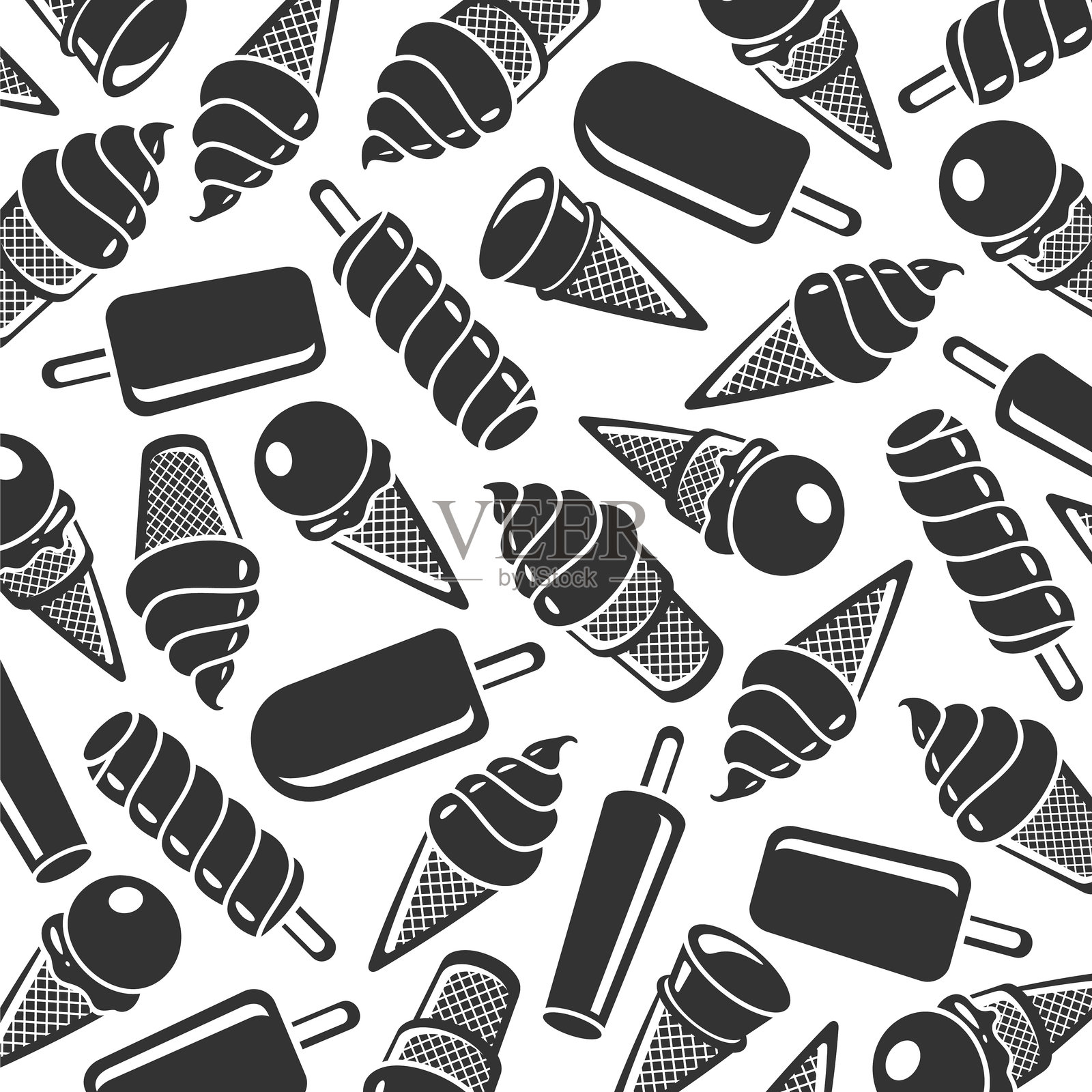 背景冰淇淋集。收藏图标冰淇淋。向量插画图片素材