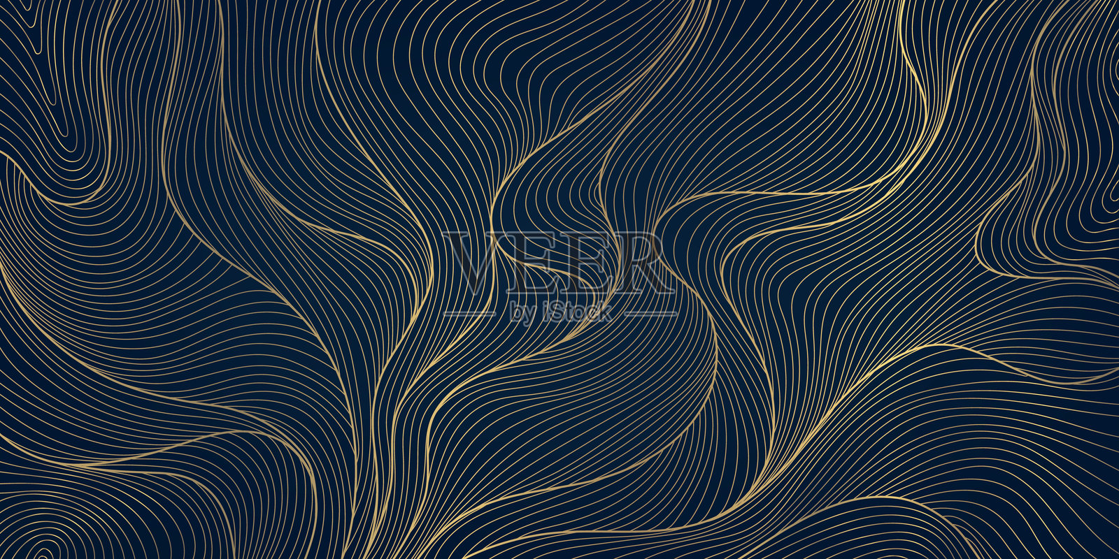 矢量艺术装饰线金色波浪背景，抽象水纹理，日本几何海插图。曲线亚洲旗插画图片素材