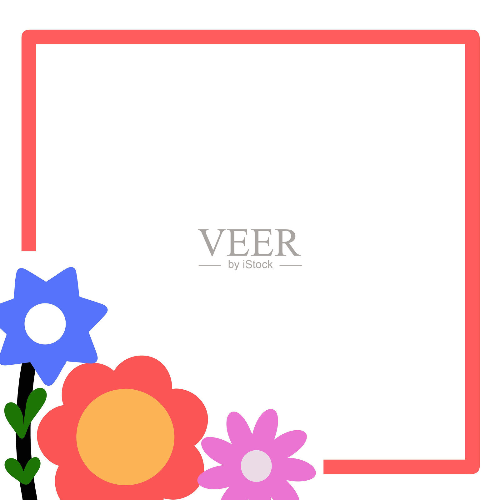 可爱的花边界矢量插图插画图片素材