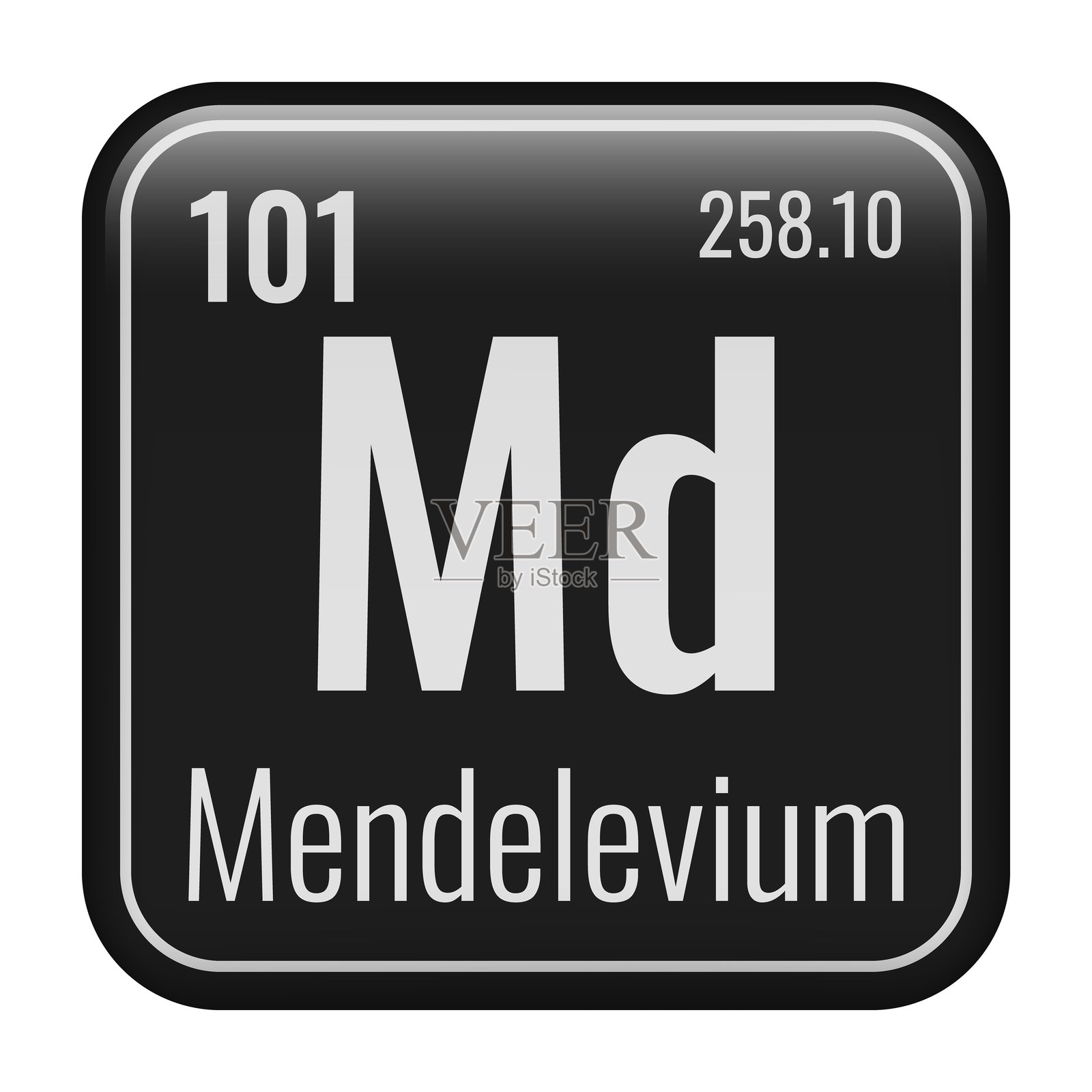 钔象征。元素周期表中的化学元素。矢量插图隔离在白色背景上。玻璃的迹象。插画图片素材