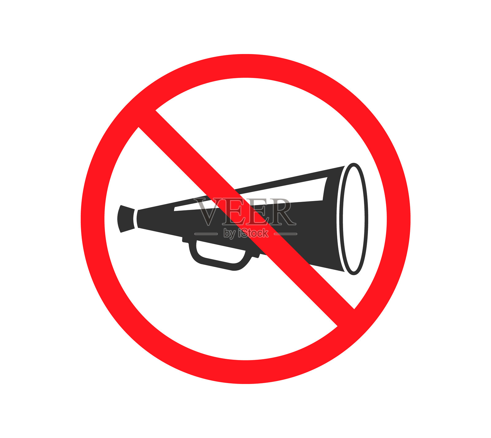 禁止噪音标志，保持安静，遵守沉默标志。矢量插图图像。孤立在白色背景上。插画图片素材