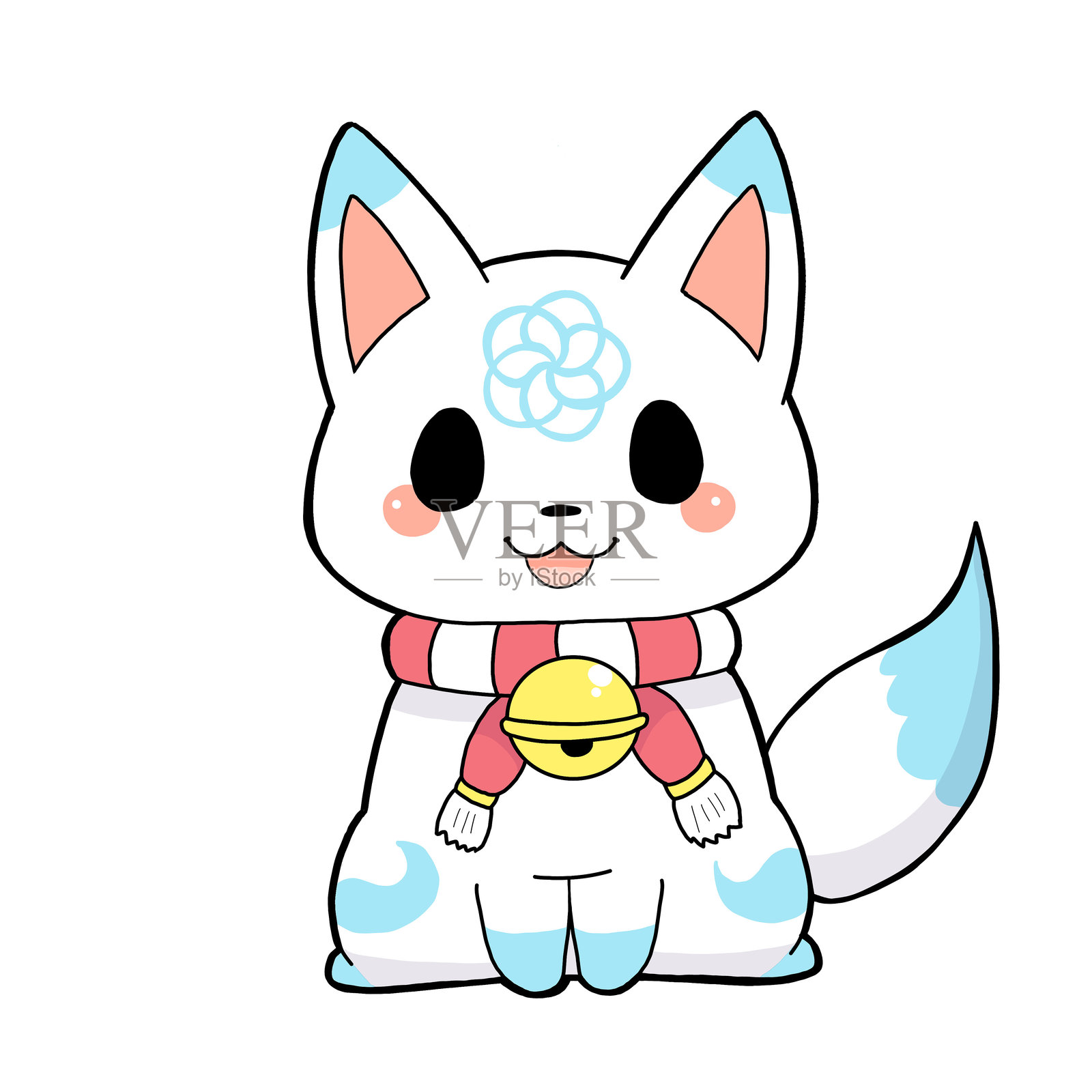 可爱的白狐插画图片素材