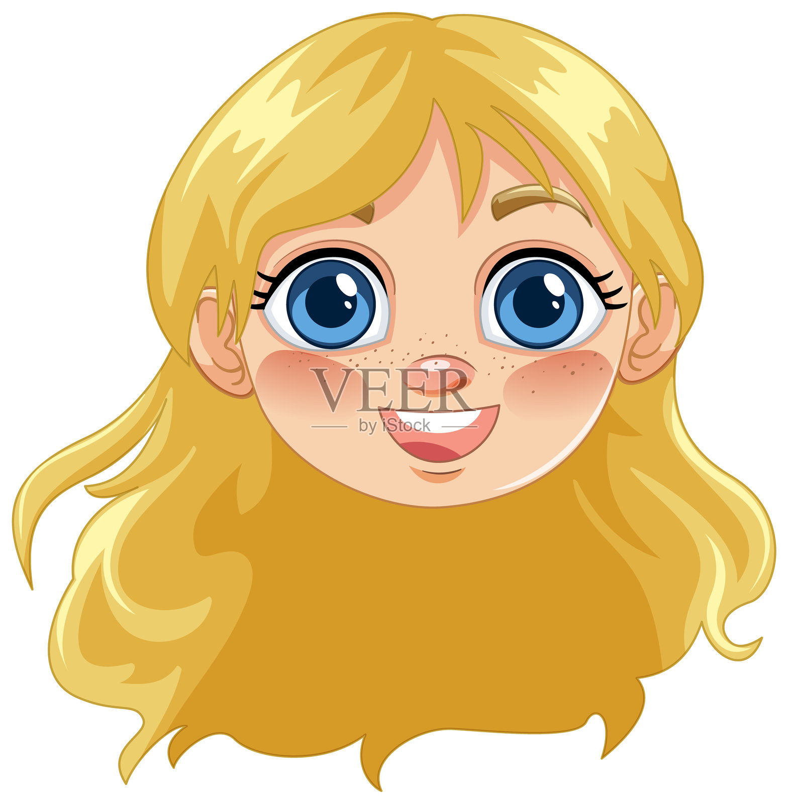 快乐的金发碧眼女孩插画图片素材