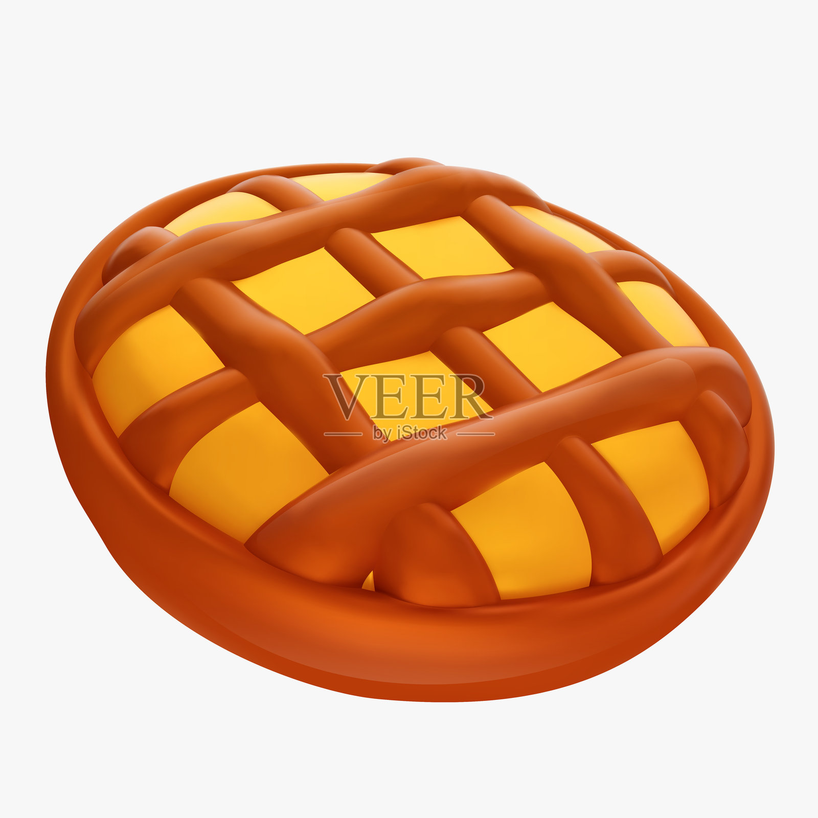 南瓜派。传统的庆祝活动烘烤食品的卡通3d风格。矢量插图。插画图片素材