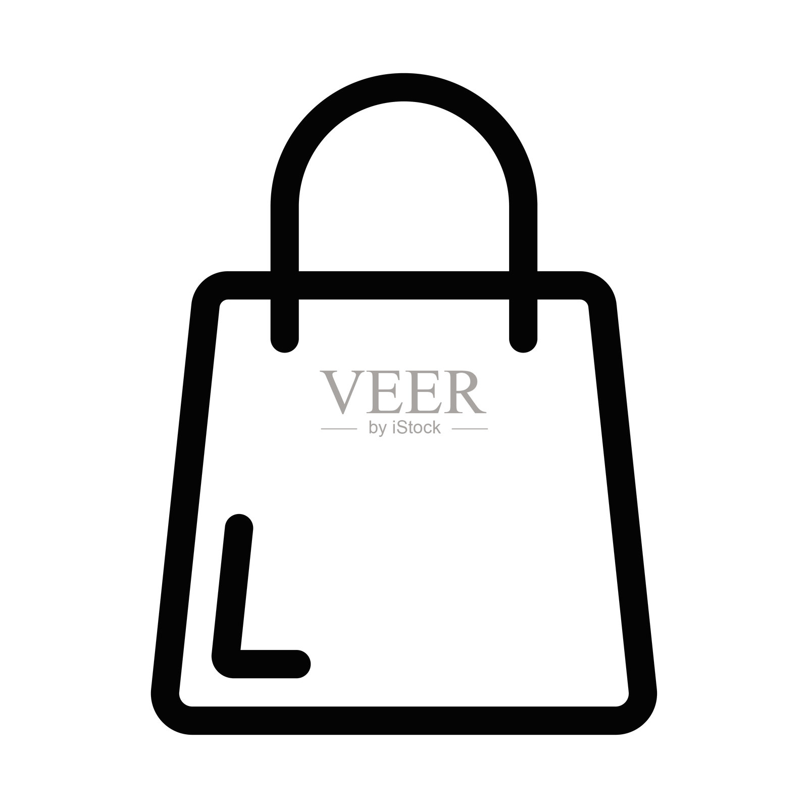 矢量插图的购物袋图标在一个简单的黑色和白色的设计。可编辑的中风。插画图片素材