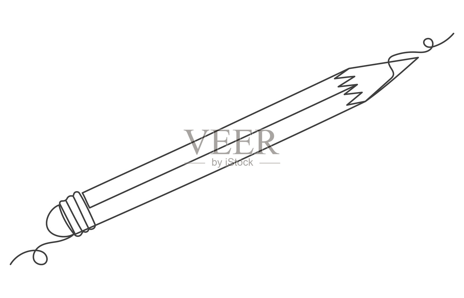 用铅笔划一行。文具矢量插图与连续的线。插画图片素材
