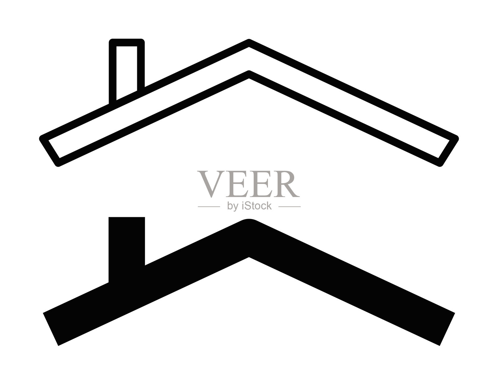 矢量插图的房子图标在黑色和白色。适合房地产，建筑和家居相关的设计。可编辑的中风。插画图片素材