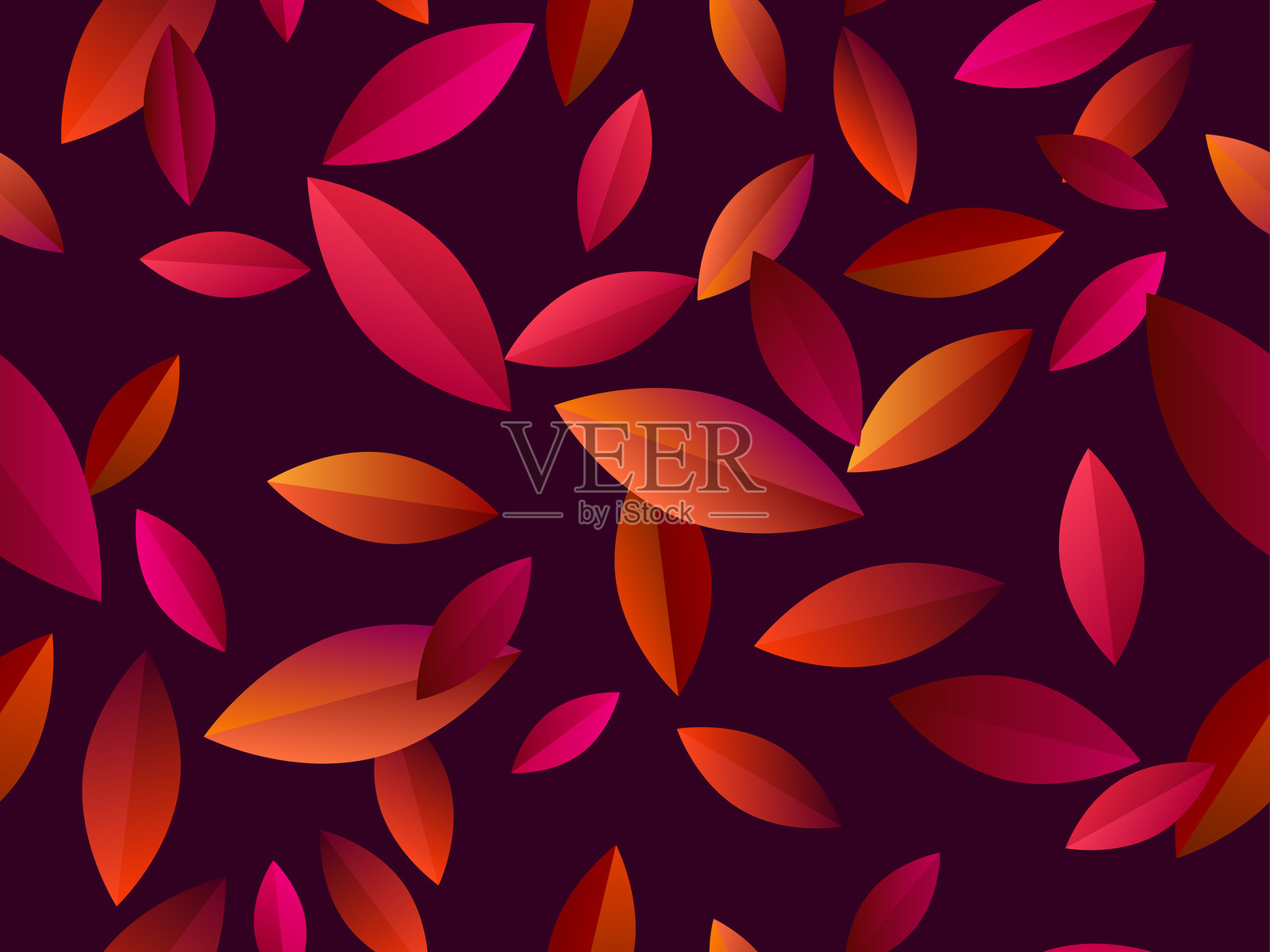 渐变颜色的秋叶。美丽的秋天背景与树叶。十一月叶落橙红色的叶子。设计壁纸，横幅，封面和横幅。矢量图插画图片素材