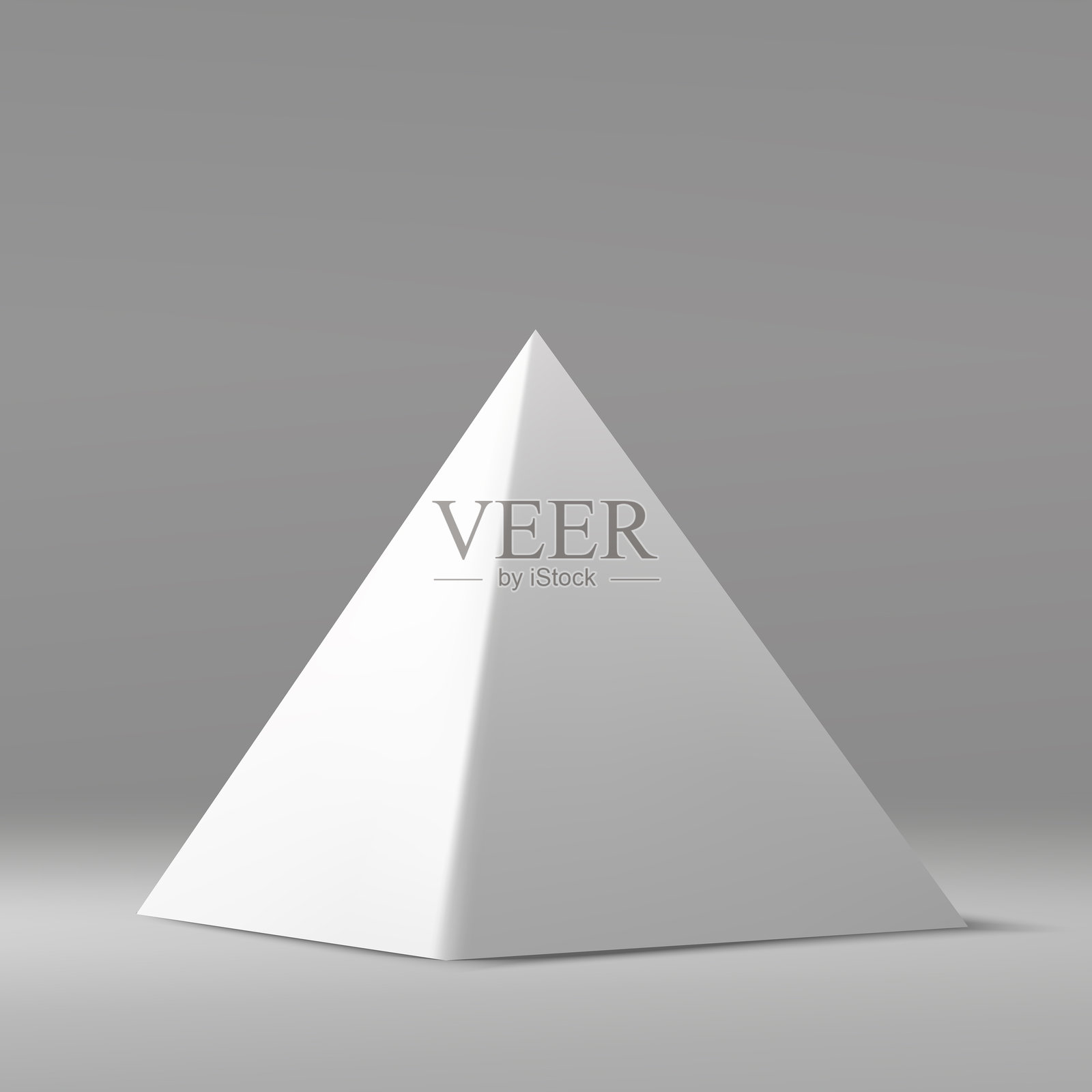 灰色背景上的极简主义白色几何金字塔插画图片素材