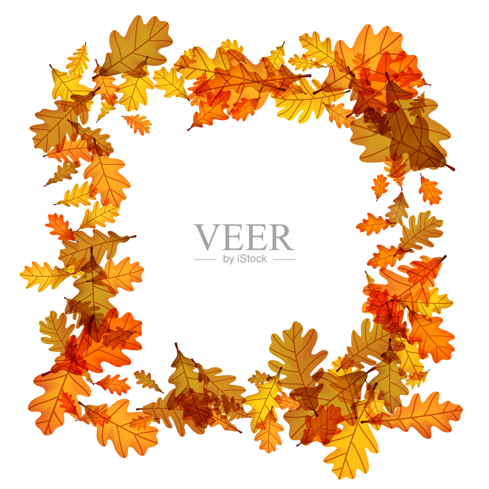 秋天橡树叶框架矢量插画图片素材