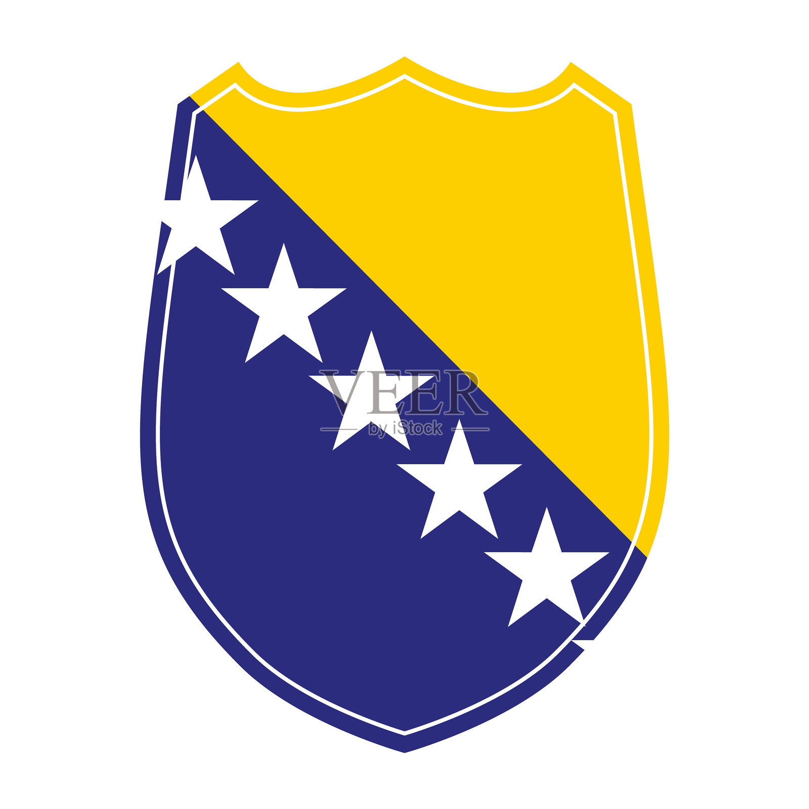 波斯尼亚和黑塞哥维那国旗的盾牌图标插画图片素材